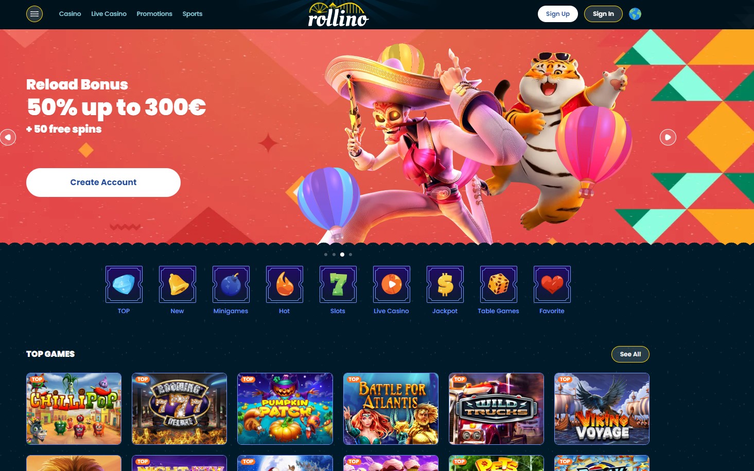 Dive into Rollino: 450% Bonus & 325 Free Spins