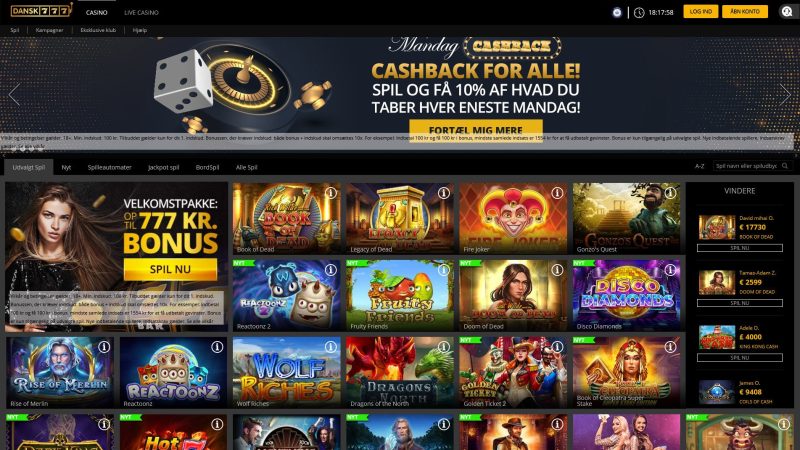 Join Dansk777 Casino and Get 100% Extra up to 777 DKK!